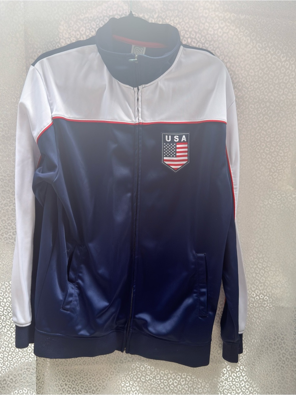 USA Patch Navy & White Track Jacket